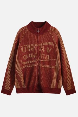 Concert Outfit Stand Collar Cardigan Zip Up Sweater