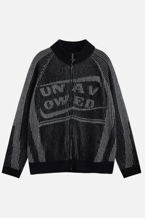 Concert Outfit Stand Collar Cardigan Zip Up Sweater