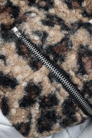 Concert Outfit Stand Collar Cheetah Print Fleece Jacket