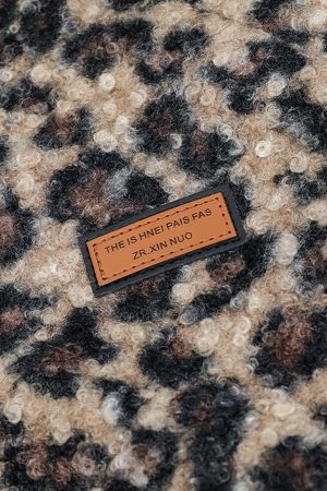 Concert Outfit Stand Collar Cheetah Print Fleece Jacket