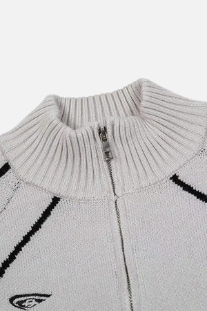 Concert Outfit Stand Collar Racing Zip-Up Cardigan