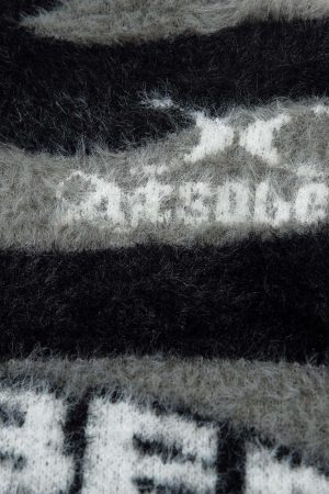 Concert Outfit Stand Collar Striped Zip Up Fleece Sweater