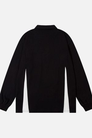 Concert Outfit Star Color-Blocking Long Sleeve Quarter Zipper Shirt