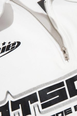 Concert Outfit Star Color-Blocking Long Sleeve Quarter Zipper Shirt