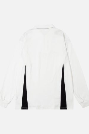 Concert Outfit Star Color-Blocking Long Sleeve Quarter Zipper Shirt