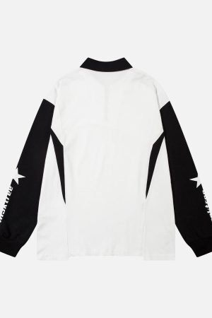 Concert Outfit Star Contrast Color Long Sleeve Quarter Zipper Shirt