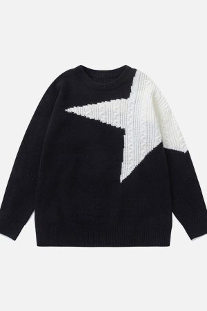 Concert Outfit Star Contrast Knit Sweater