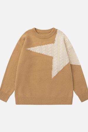 Concert Outfit Star Contrast Knit Sweater