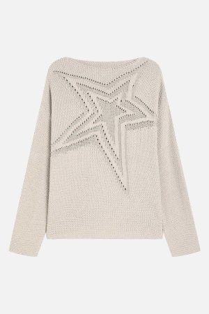 Concert Outfit Star Cutout Boatneck Sweater