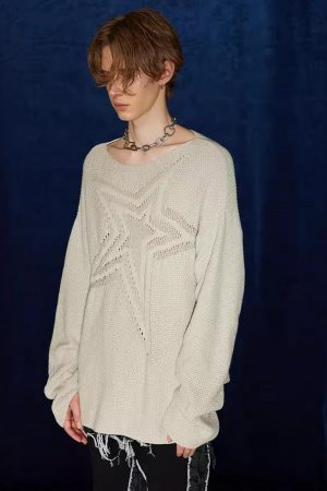 Concert Outfit Star Cutout Boatneck Sweater