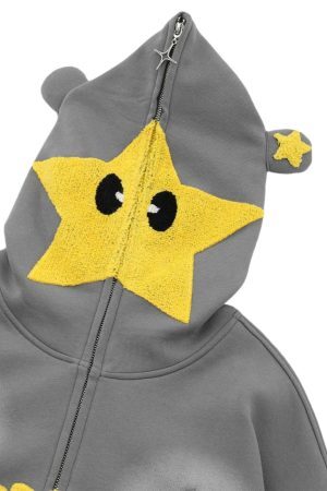 Concert Outfit Star Embroidered Hooded Sweatshirt