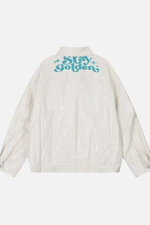 Concert Outfit Star Embroidered PU Leather Jacket