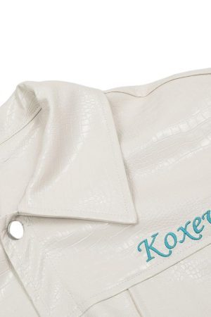 Concert Outfit Star Embroidered PU Leather Jacket