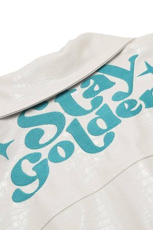 Concert Outfit Star Embroidered PU Leather Jacket