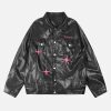 Concert Outfit Star Embroidered PU Leather Jacket