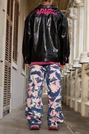 Concert Outfit Star Embroidered PU Leather Jacket