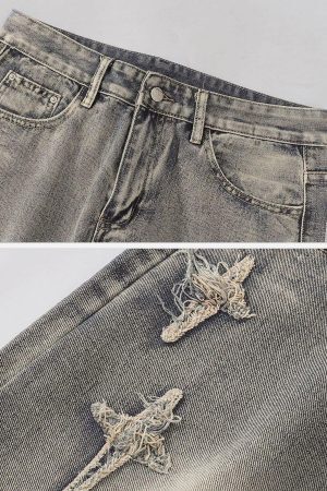 Concert Outfit Star Embroidered Washed Jeans