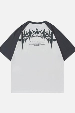 Concert Outfit Star Gothic Leeter Print Tee