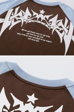 Concert Outfit Star Gothic Leeter Print Tee