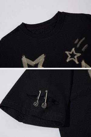 Concert Outfit Star Graffiti Distressed Tee