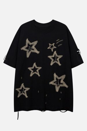 Concert Outfit Star Graffiti Distressed Tee
