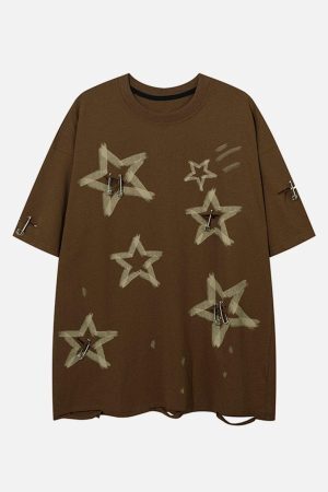 Concert Outfit Star Graffiti Distressed Tee
