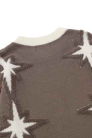 Concert Outfit Star Jacquard Crew Neck Sweater
