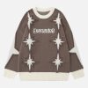 Concert Outfit Star Jacquard Crew Neck Sweater