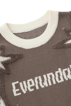 Concert Outfit Star Jacquard Crew Neck Sweater