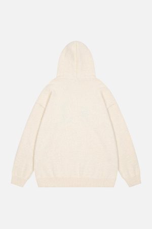 Concert Outfit Star Knit Hooded Zip Up Cardigan Sweater