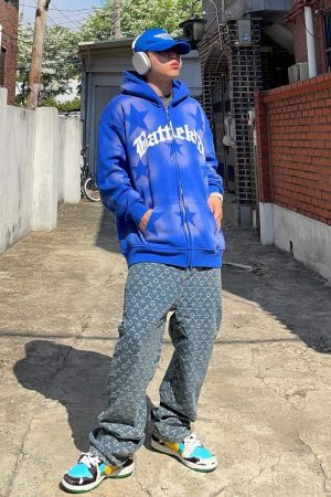 Concert Outfit Star Letter Print Zipper Hoodie Jacket