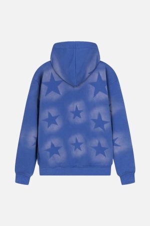 Concert Outfit Star Letter Print Zipper Hoodie Jacket