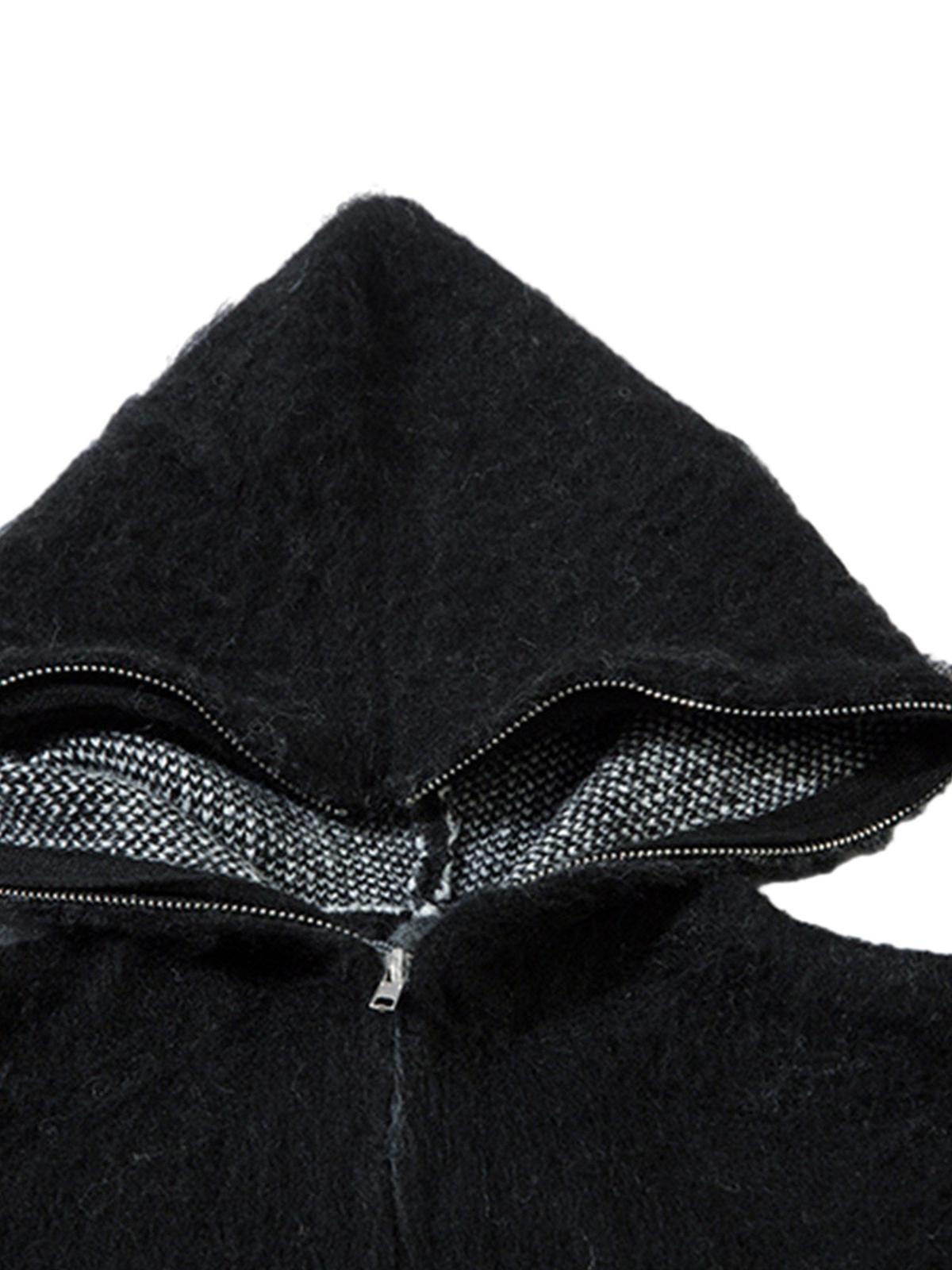 Concert Outfit Star Mohair Fuzzy Hooded Zip Up Sweater Concert Outfit Star Mohair Fuzzy Hooded Zip Up Sweater