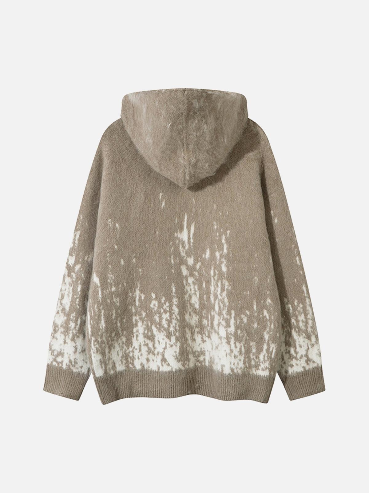 Concert Outfit Star Mohair Fuzzy Hooded Zip Up Sweater Concert Outfit Star Mohair Fuzzy Hooded Zip Up Sweater