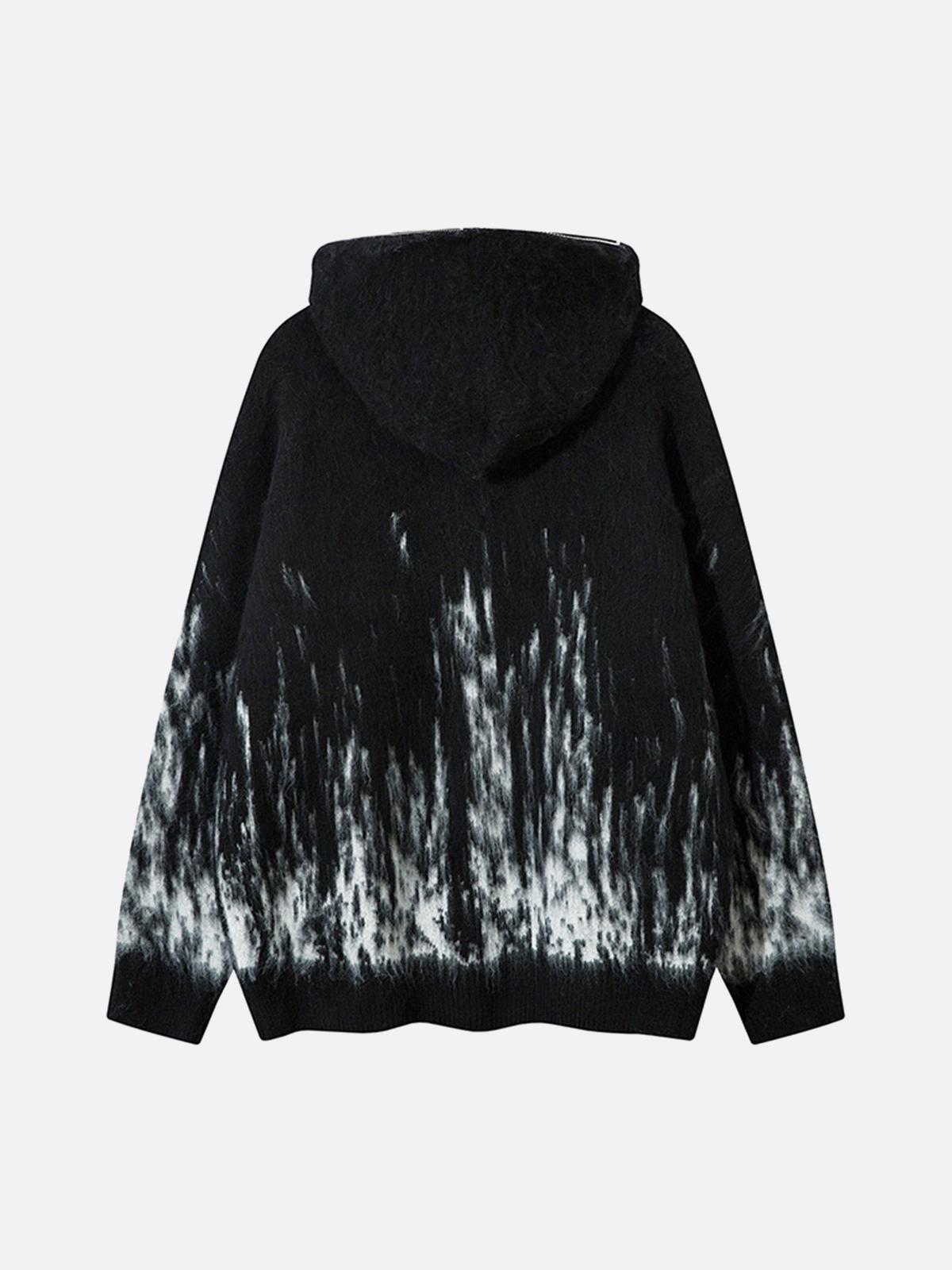 Concert Outfit Star Mohair Fuzzy Hooded Zip Up Sweater Concert Outfit Star Mohair Fuzzy Hooded Zip Up Sweater