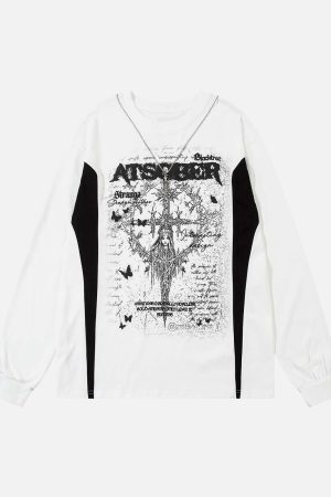 Concert Outfit Star Necklace Cross Graphic Long Sleeve T-Shirt