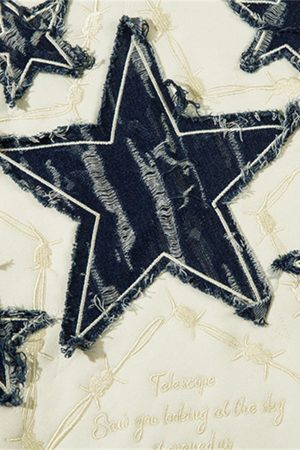 Concert Outfit Star Patch Embroidered Hooded Fleece Sweatshirt