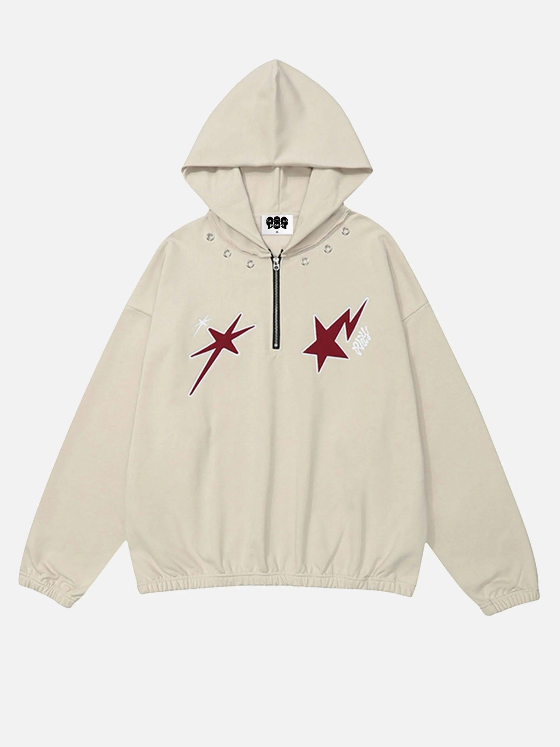 Concert Outfit Star Patchwork Half-Zip Hoodie Concert Outfit Star Patchwork Half-Zip Hoodie