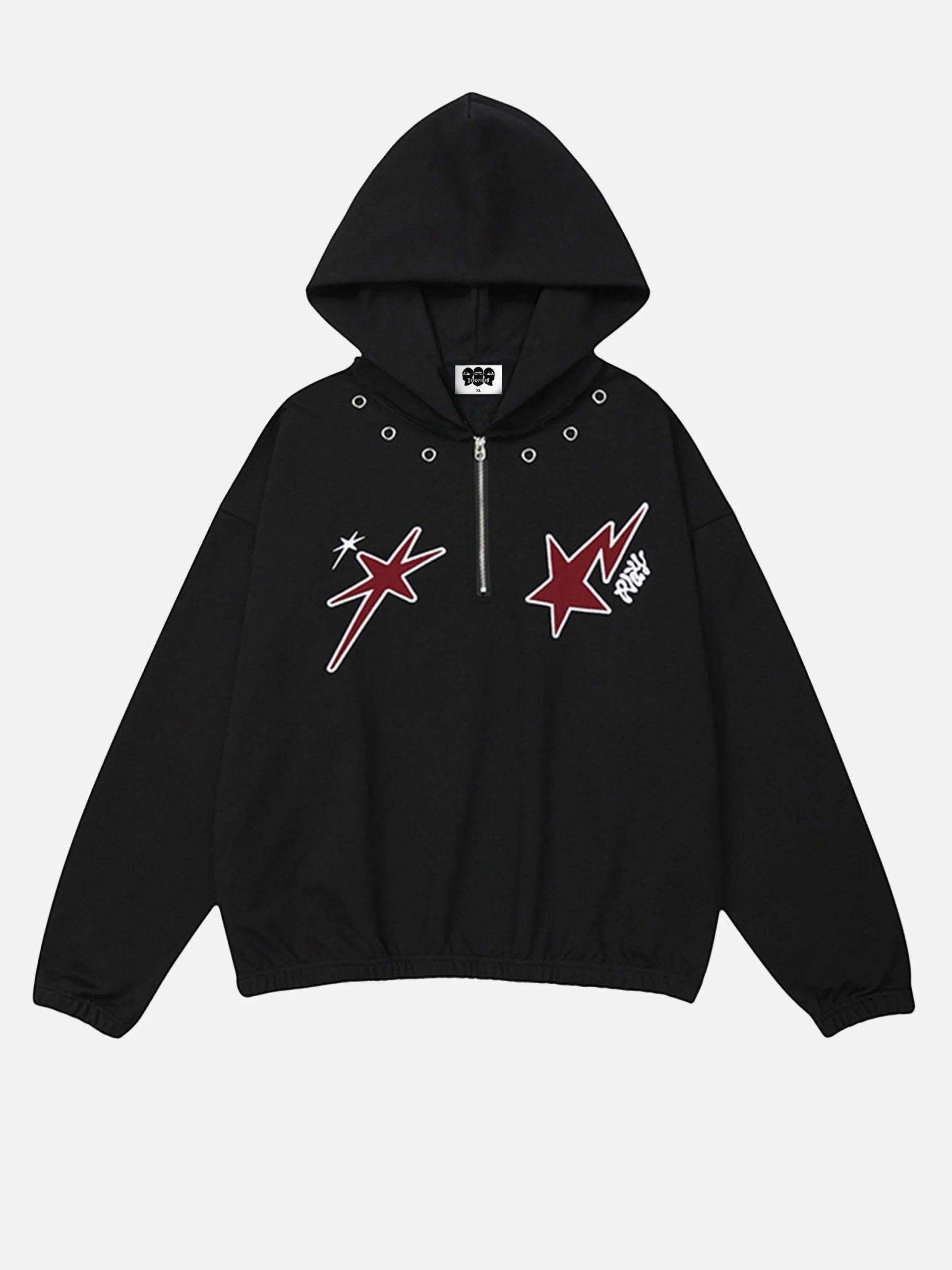 Concert Outfit Star Patchwork Half-Zip Hoodie Concert Outfit Star Patchwork Half-Zip Hoodie