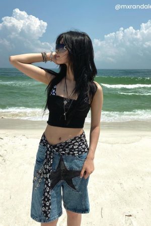 Concert Outfit Star Patchwork Jorts