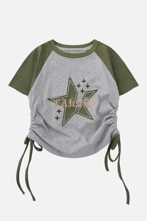Concert Outfit Star Printing Drawstring Tee