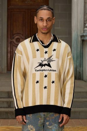Concert Outfit Star Rugby Striped Sweater