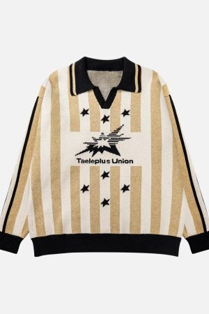 Concert Outfit Star Rugby Striped Sweater