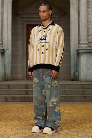 Concert Outfit Star Rugby Striped Sweater