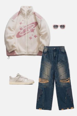 Concert Outfit Star Sky Sherpa Coat