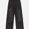Concert Outfit Star Symmetrical Raw Edge Splicing Jeans