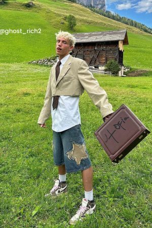 Concert Outfit Star Tassel Patch Gradient Jorts