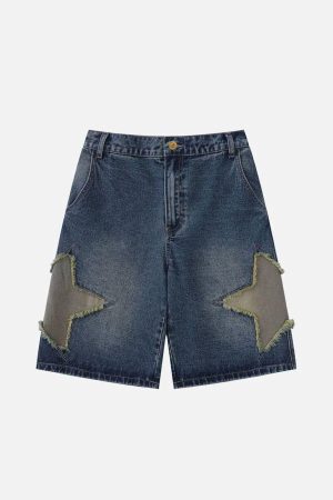 Concert Outfit Star Tassel Patch Gradient Jorts
