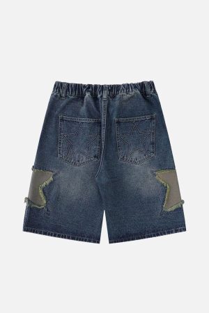 Concert Outfit Star Tassel Patch Gradient Jorts