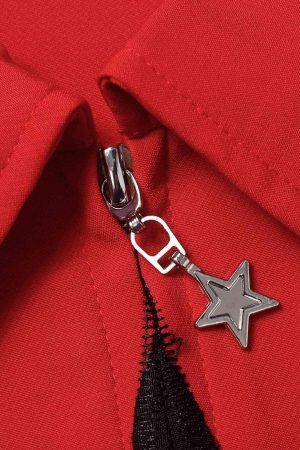 Concert Outfit Star Zipper Design Shirt